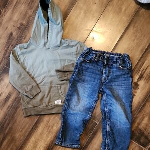 OshKosh Green Umbre Hoodie With Oshkosh Blue Denim Jeans Sizd 3t